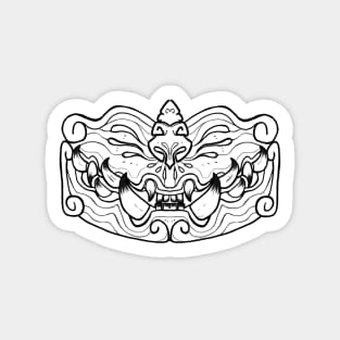 Bite Back Oni Mask (black line) Sticker